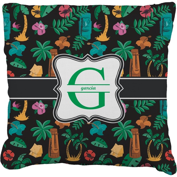 Custom Hawaiian Masks Faux-Linen Throw Pillow 16" (Personalized)