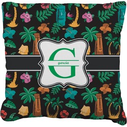 Hawaiian Masks Faux-Linen Throw Pillow 18" (Personalized)
