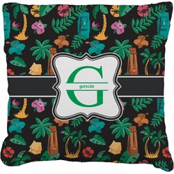 Hawaiian Masks Faux-Linen Throw Pillow (Personalized)