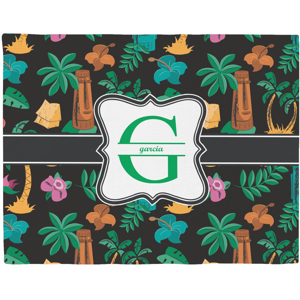 Custom Hawaiian Masks Woven Fabric Placemat - Twill w/ Name and Initial