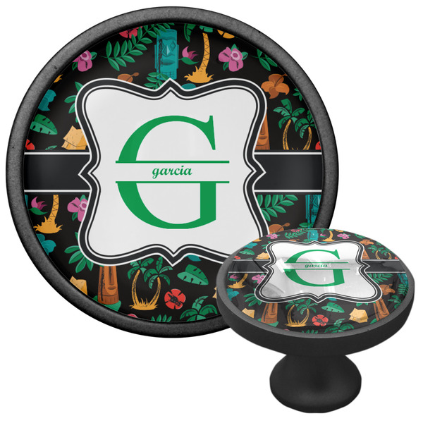 Hawaiian Masks Cabinet Knob - Black - Multi Angle