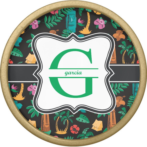 Hawaiian Masks Cabinet Knob - Gold - Front