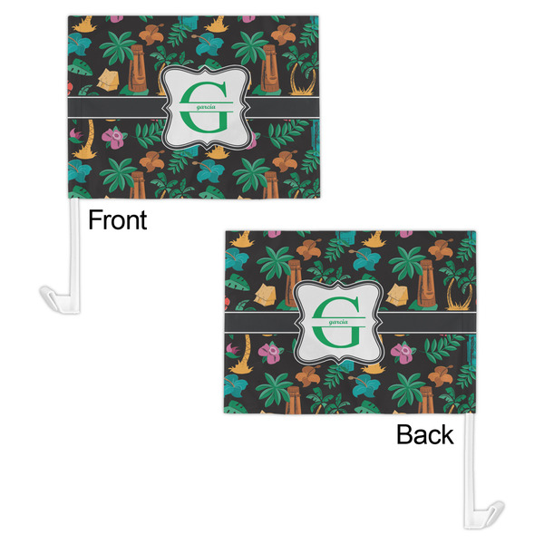 Hawaiian Masks Car Flag - 11" x 8" - Front & Back View