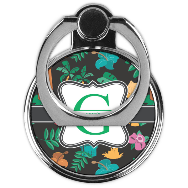 Hawaiian Masks Cell Phone Ring Stand & Holder - Front (Collapsed)