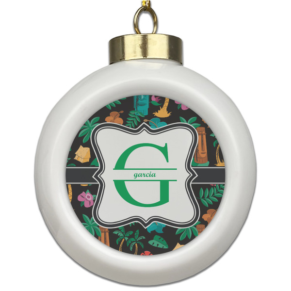 Custom Hawaiian Masks Ceramic Ball Ornament (Personalized)