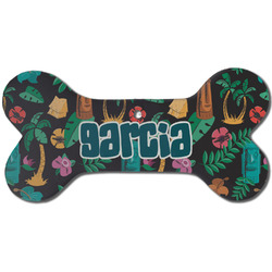 Hawaiian Masks Ceramic Dog Ornament - Front w/ Name and Initial