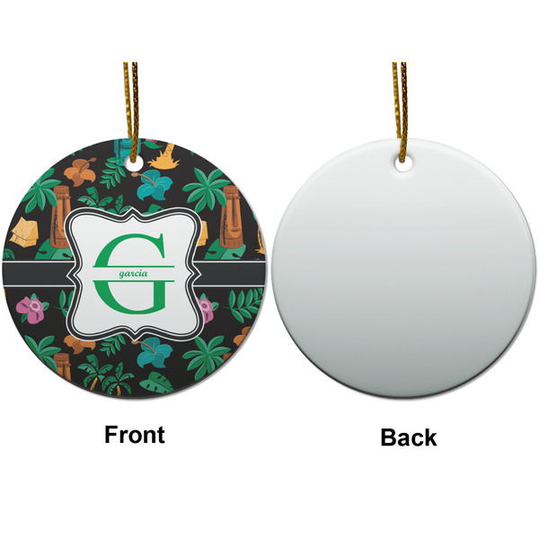 Hawaiian Masks Ceramic Flat Ornament - Circle Front & Back (APPROVAL)