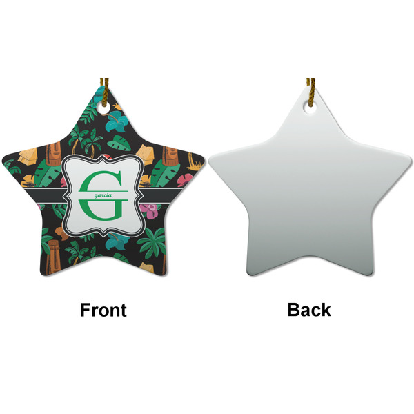 Hawaiian Masks Ceramic Flat Ornament - Star Front & Back (APPROVAL)