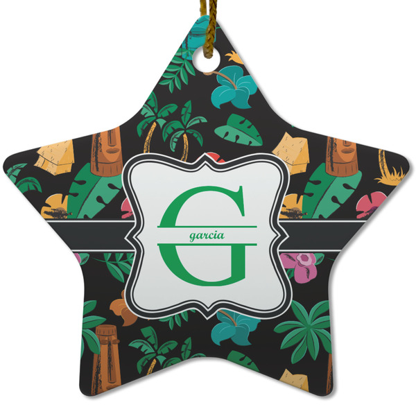 Hawaiian Masks Ceramic Flat Ornament - Star (Front)