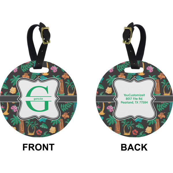 Hawaiian Masks Circle Luggage Tag (Front + Back)