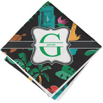 Hawaiian Masks Cloth Cocktail Napkin - Single w/ Name and Initial