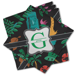 Hawaiian Masks Cloth Cocktail Napkins - Set of 4 w/ Name and Initial