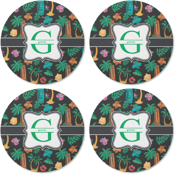 Hawaiian Masks Coaster Round Rubber Back - Apvl