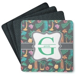 Hawaiian Masks Square Rubber Backed Coasters - Set of 4 (Personalized)