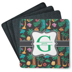 Hawaiian Masks Square Rubber Backed Coasters - Set of 4 (Personalized)