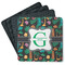 Hawaiian Masks Square Rubber Backed Coasters - Set of 4 (Personalized)