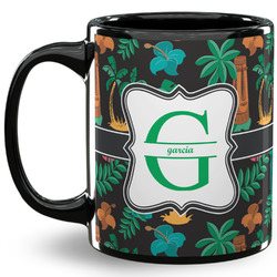 Hawaiian Masks 11 Oz Coffee Mug - Black (Personalized)