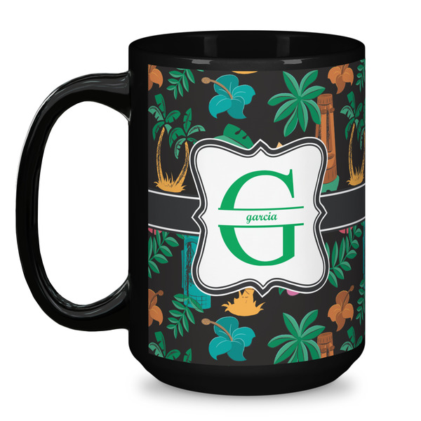 Hawaiian Masks Coffee Mug - 15 oz - Black