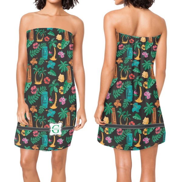 Hawaiian Masks Custom Bath Wrap - Front & Back View