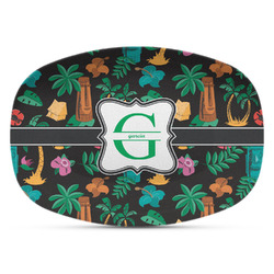 Hawaiian Masks Plastic Platter - Microwave & Oven Safe Composite Polymer (Personalized)