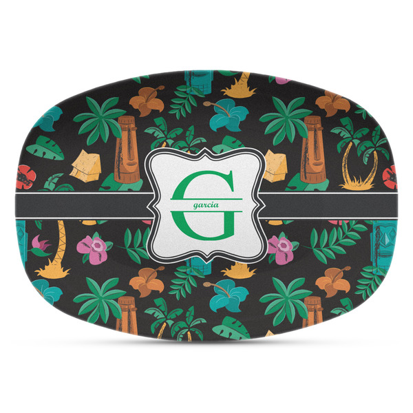 Custom Hawaiian Masks Plastic Platter - Microwave & Oven Safe Composite Polymer (Personalized)