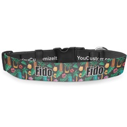 Hawaiian Masks Deluxe Dog Collar - Extra Large (16" to 27") (Personalized)