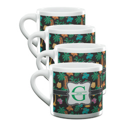 Hawaiian Masks Double Shot Espresso Cups - Set of 4 (Personalized)