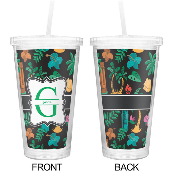 Hawaiian Masks Double Wall Tumbler with Straw - Approval