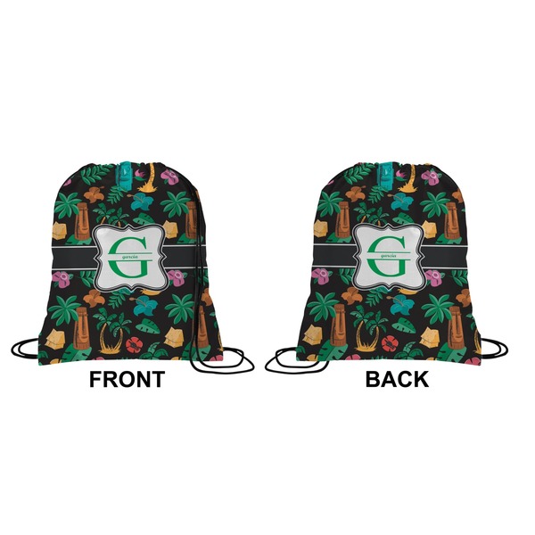 Hawaiian Masks Drawstring Backpack Front & Back Small