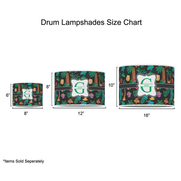 Hawaiian Masks Drum Lampshades - Sizing Chart