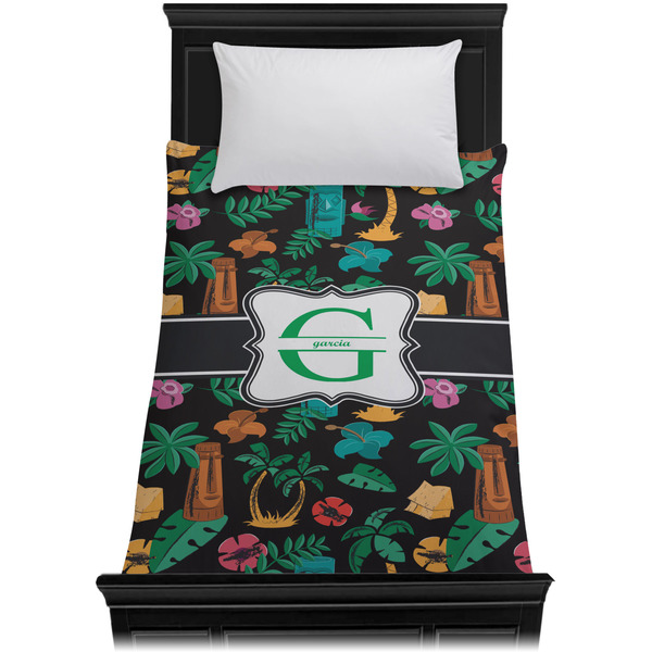 Hawaiian Masks Duvet Cover - Twin - On Bed - No Prop