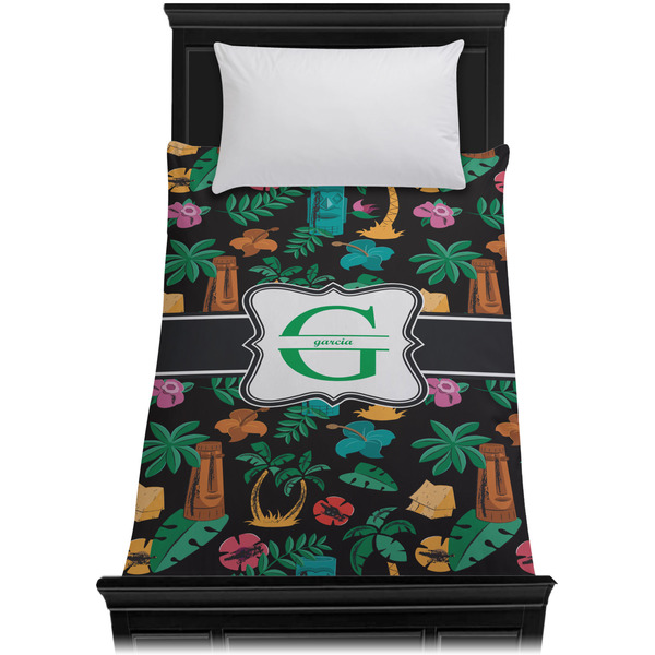 Hawaiian Masks Duvet Cover - Twin XL - On Bed - No Prop