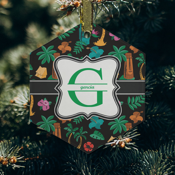 Hawaiian Masks Frosted Glass Ornament - Hexagon (Lifestyle)