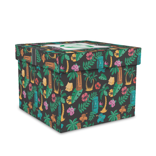 Custom Hawaiian Masks Gift Box with Lid - Canvas Wrapped - Medium (Personalized)