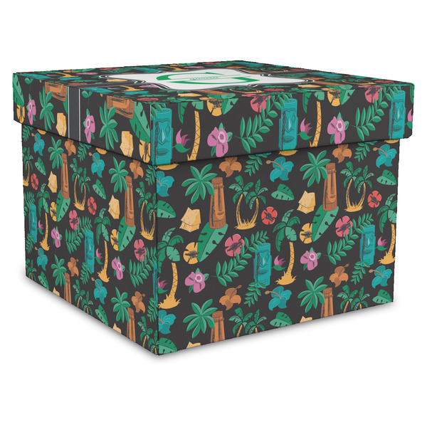 Custom Hawaiian Masks Gift Box with Lid - Canvas Wrapped - X-Large (Personalized)