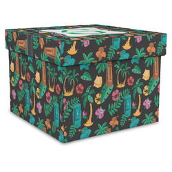 Hawaiian Masks Gift Box with Lid - Canvas Wrapped - XX-Large (Personalized)