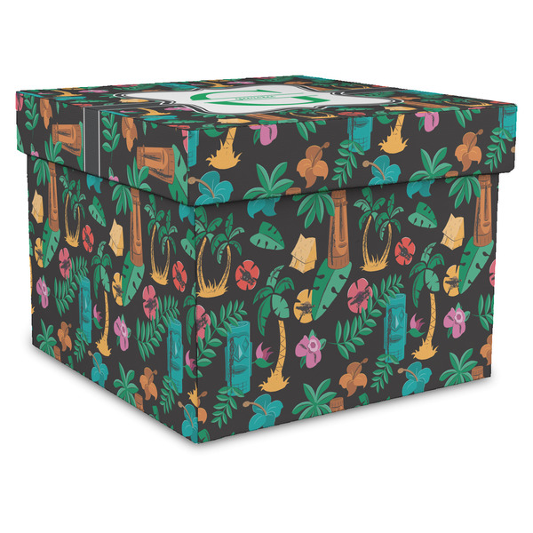 Custom Hawaiian Masks Gift Box with Lid - Canvas Wrapped - XX-Large (Personalized)