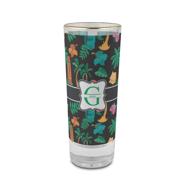 Custom Hawaiian Masks 2 oz Shot Glass - Glass with Gold Rim (Personalized)