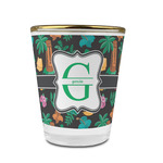 Hawaiian Masks Glass Shot Glass - 1.5 oz - with Gold Rim - Single (Personalized)