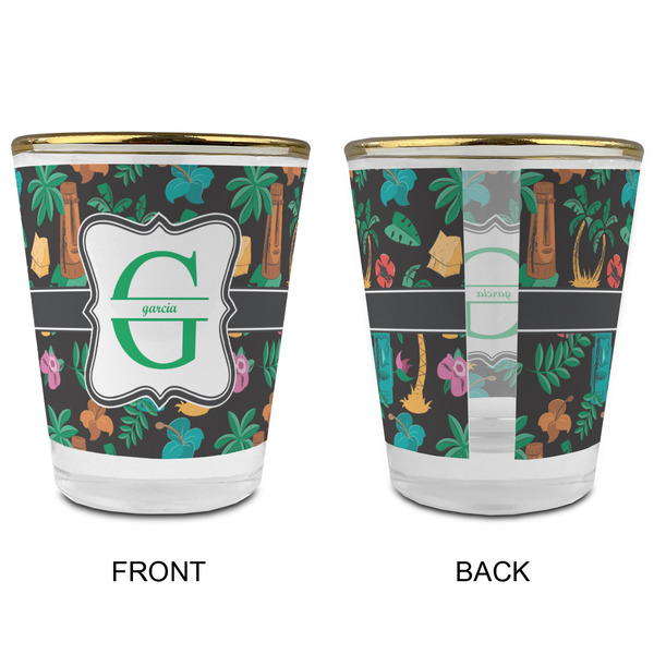 Hawaiian Masks Glass Shot Glass - with gold rim - APPROVAL