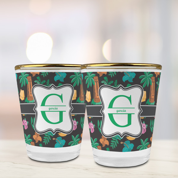 Hawaiian Masks Glass Shot Glass - with gold rim - LIFESTYLE