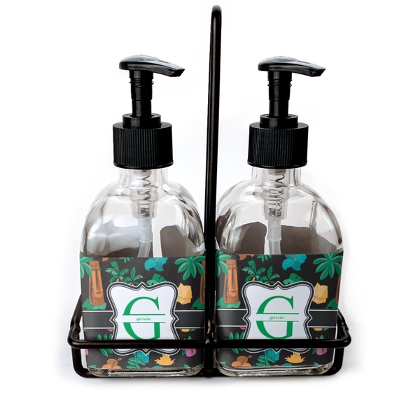 Custom Hawaiian Masks Glass Soap & Lotion Bottle Set (Personalized)