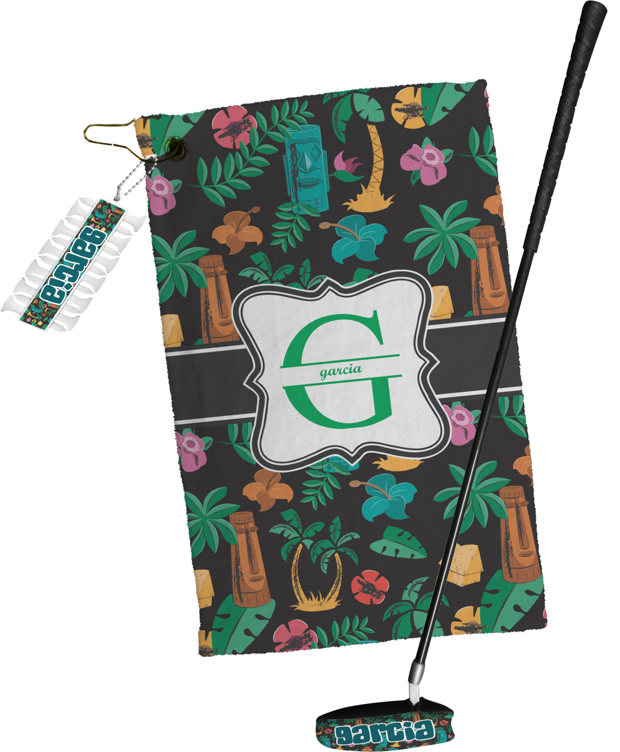 Hawaiian Masks Golf Towel Gift Set (Personalized) YouCustomizeIt