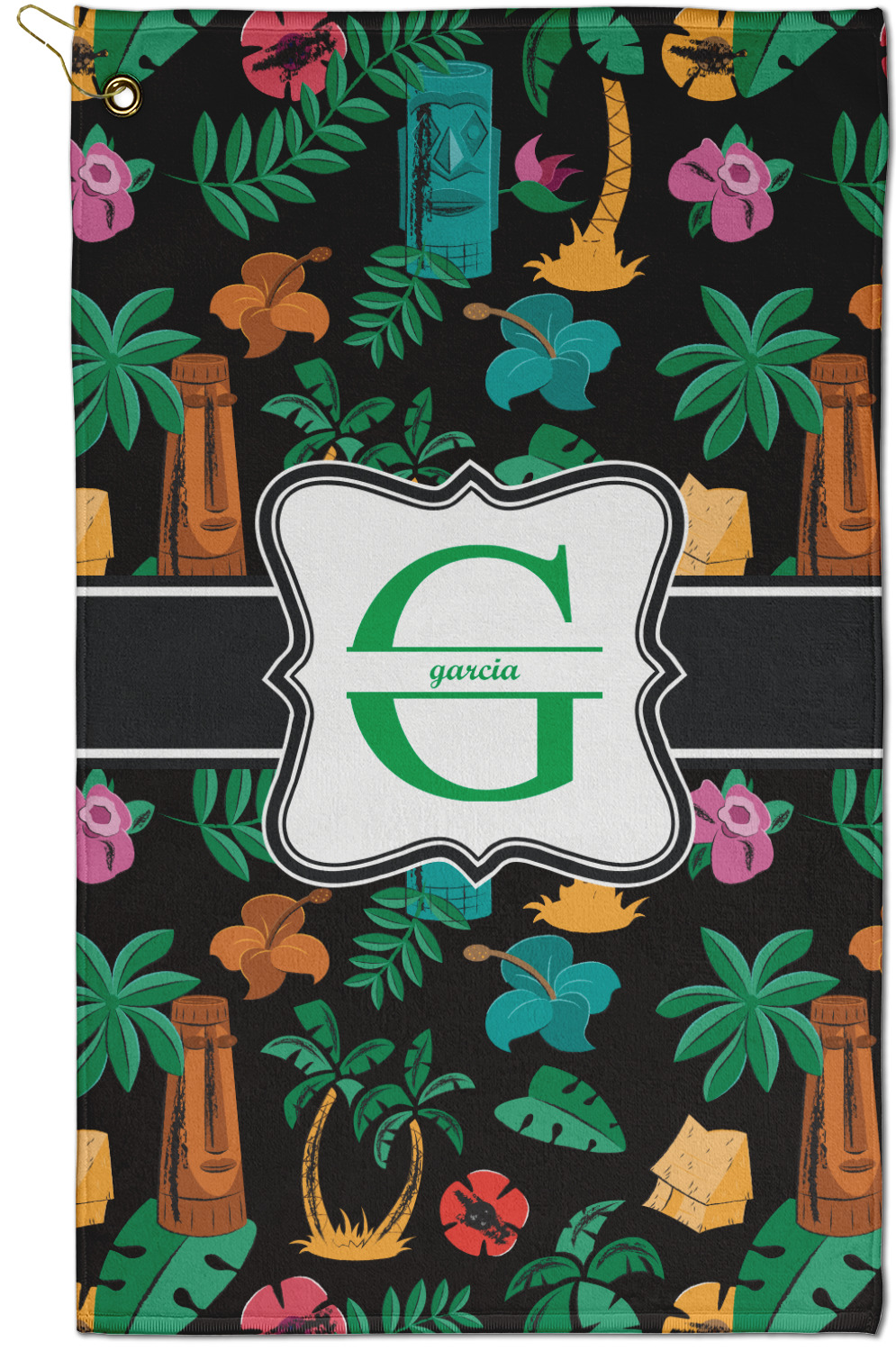 Custom Hawaiian Masks Golf Towel PolyCotton Blend Small w/ Name