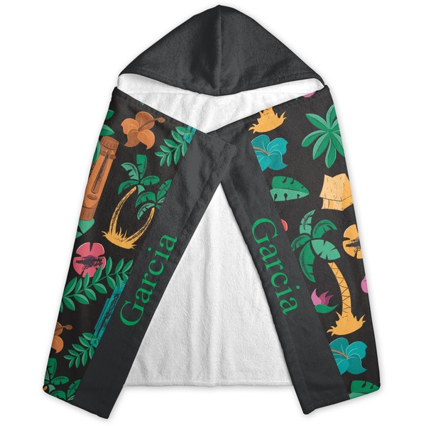 Hawaiian Masks Hooded Towel - Folded