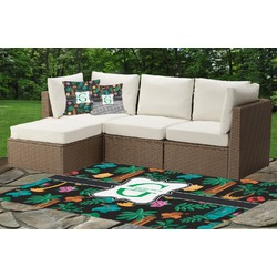 Hawaiian Masks Indoor / Outdoor Rug - Custom Size w/ Name and Initial