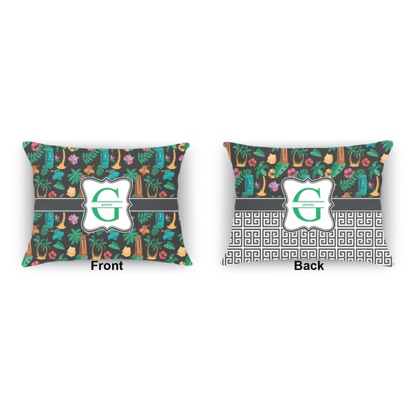 Hawaiian Masks  Indoor Rectangular Burlap Pillow (Front and Back)