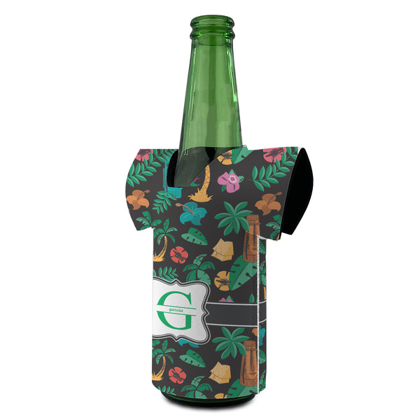 Hawaiian Masks Jersey Bottle Cooler - ANGLE (on bottle)