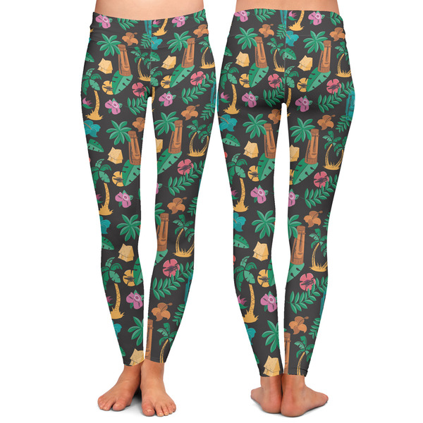 Hawaiian Masks Ladies Leggings - Front and Back