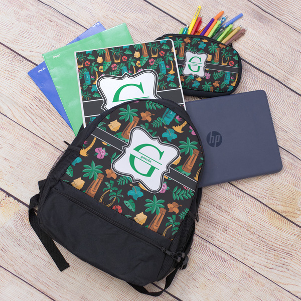 Hawaiian Masks Large Backpack - Black - With Stuff